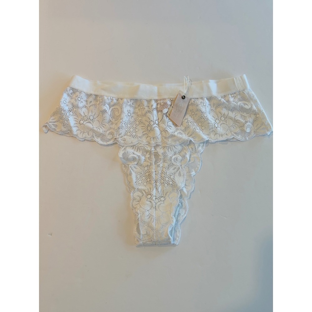 HAH Spin Me Panty White Lace Blanc Large NWT
